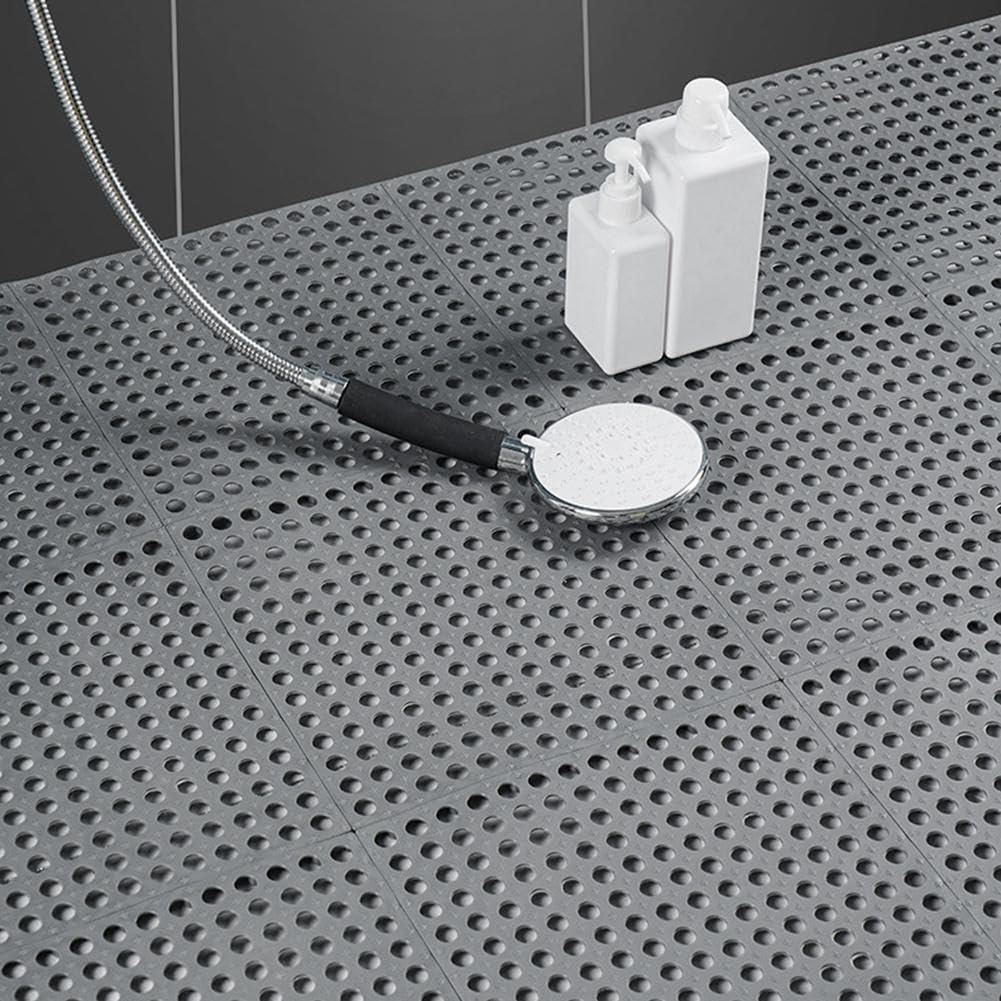Bathroom Anti-Slip Tile Mat (Pack of 4) – Waterproof Interlocking PVC Rubber Floor Mats for Bathroom & Wet Areas