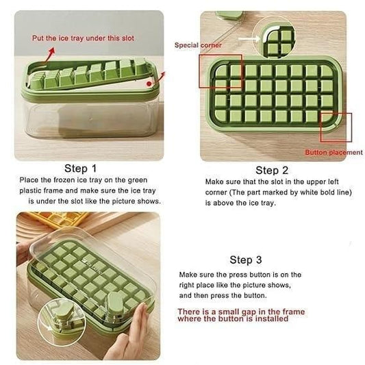 Silicone 2-Layer Ice Cube Tray with Storage Box & Ice Scoop – Large Capacity, BPA-Free, Easy-Release Ice Maker