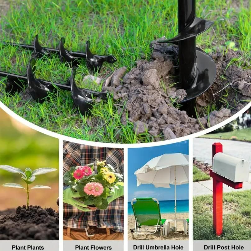 Heavy-Duty Spiral Hole Non-Slip Earth Drill for Gardening & Planting (Metal, Pack of 1)