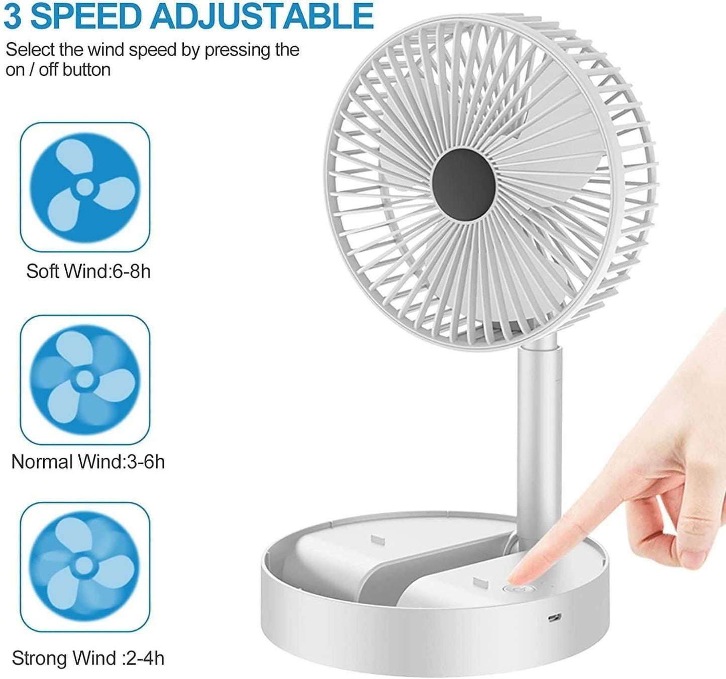 Powerful Rechargeable High-Speed Table Desk Fan | Portable & USB Charging