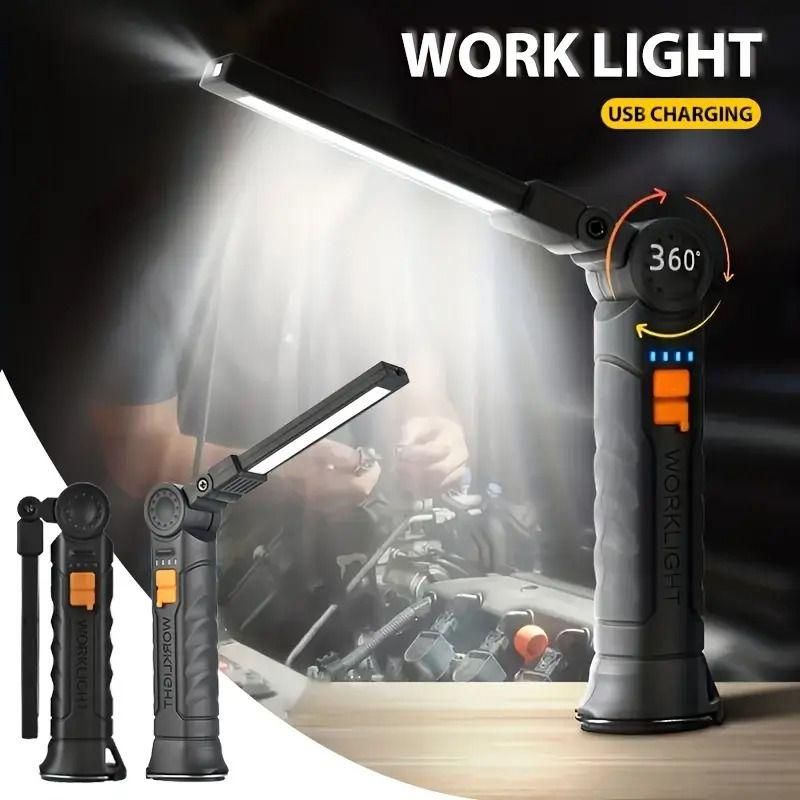 Magnetic LED COB Work Light – USB Rechargeable, Portable & Ultra-Bright | Pack of 1
