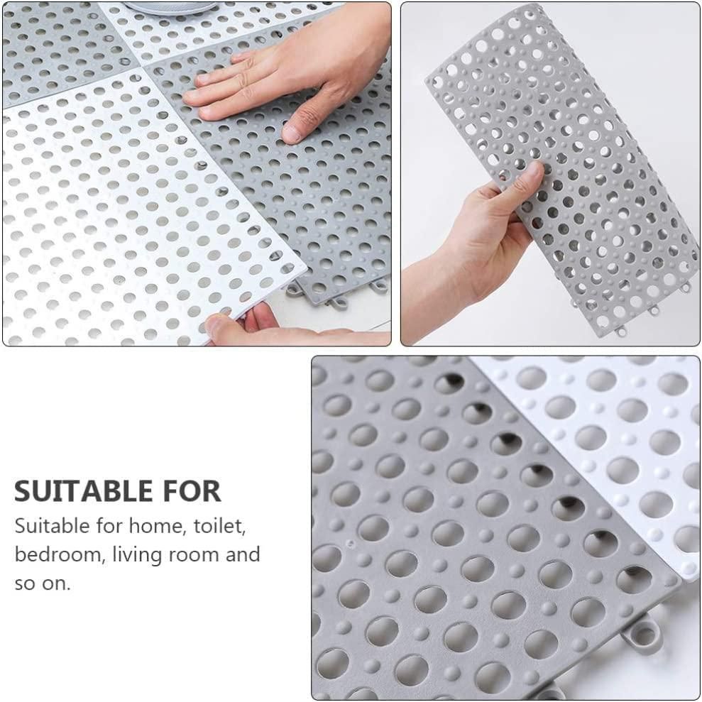 Bathroom Anti-Slip Tile Mat (Pack of 4) – Waterproof Interlocking PVC Rubber Floor Mats for Bathroom & Wet Areas