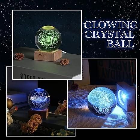 3D Crystal Lamp Ball – LED Engraved Night Light | Elegant Home Décor & Gif