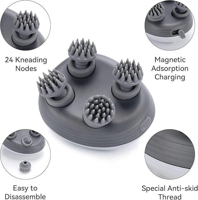 Smart Scalp Massager – Electric Head Massager for Relaxation, Hair Growth & Stress Relief | Waterproof, Rechargeable & Deep Kneading