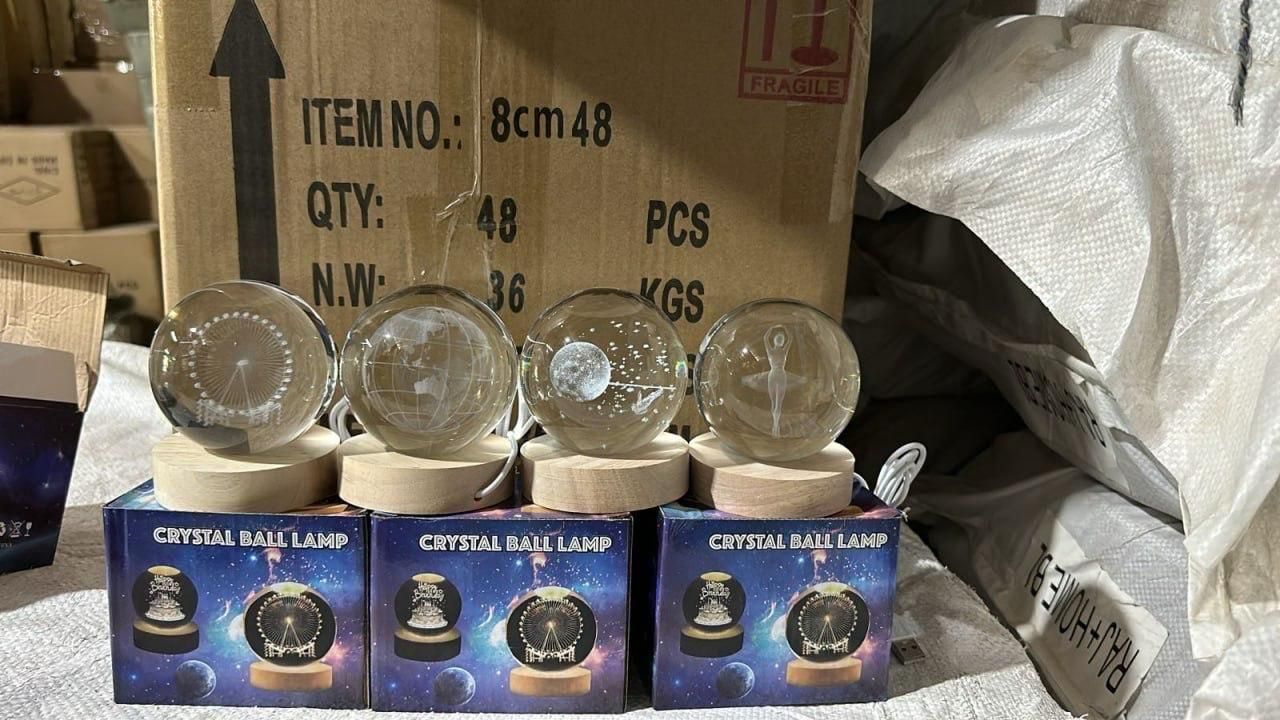 3D Crystal Lamp Ball – LED Engraved Night Light | Elegant Home Décor & Gif