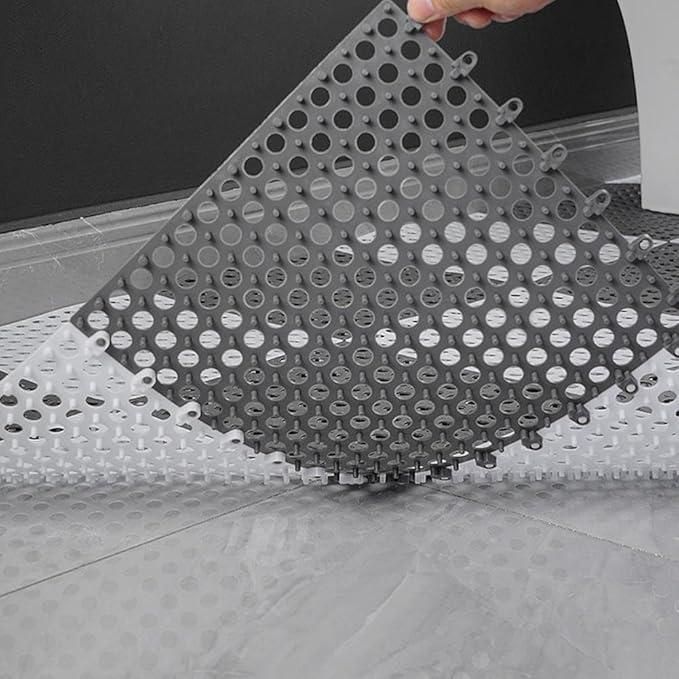 Bathroom Anti-Slip Tile Mat (Pack of 4) – Waterproof Interlocking PVC Rubber Floor Mats for Bathroom & Wet Areas