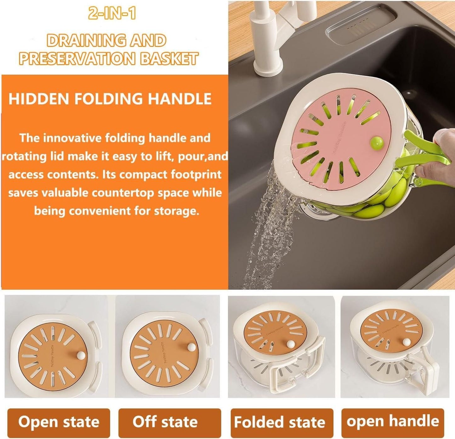 Multi-Purpose Fruit Drain Basket – Portable Kitchen Strainer for Fruits & Vegetables