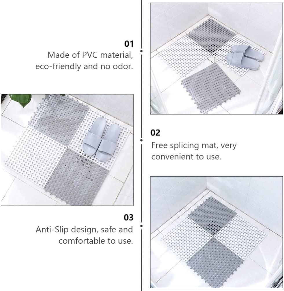 Bathroom Anti-Slip Tile Mat (Pack of 4) – Waterproof Interlocking PVC Rubber Floor Mats for Bathroom & Wet Areas
